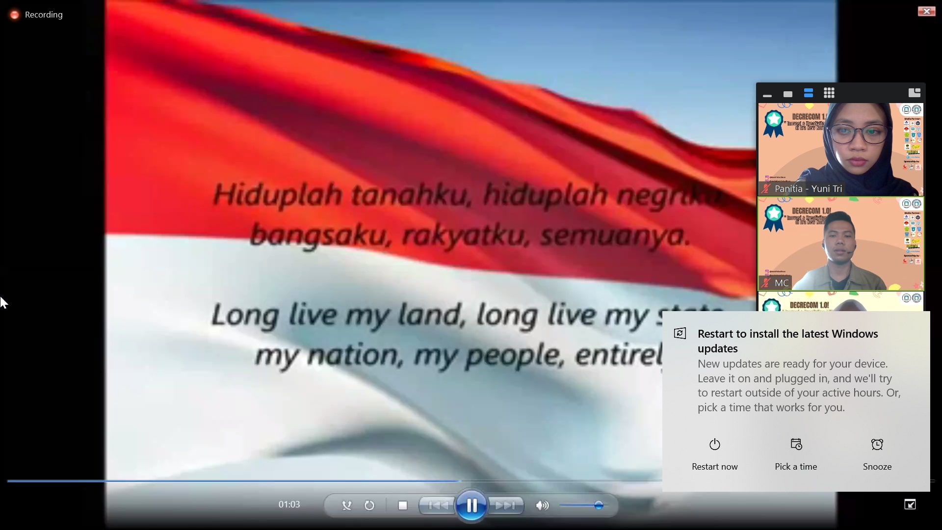 Menyanyikan Lagu Indonesia Raya 27 Januari 2021